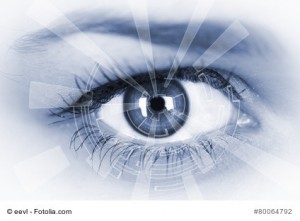 Eye viewing digital information. Conceptual image.